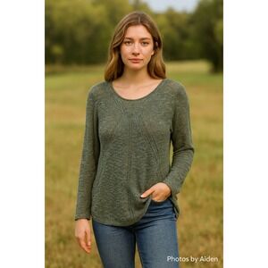 Hippie‎ Rose Womens Sweater XL Olive Green Loose Knit Pullover Crochet Cottage